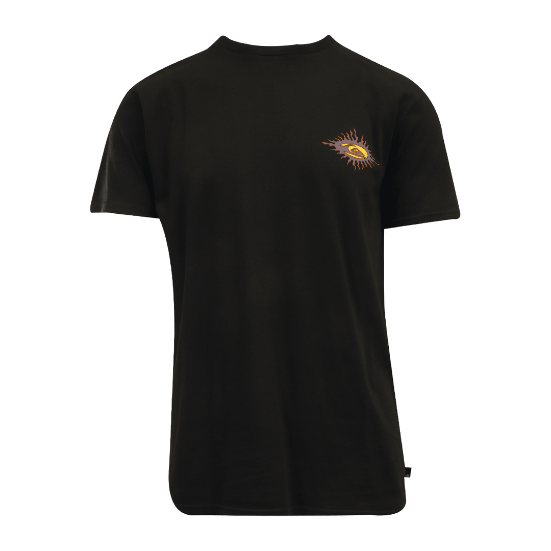 Quiksilver Men's T-Shirt Black Purple Yellow Sun Bloom Graphic S/S (S09)