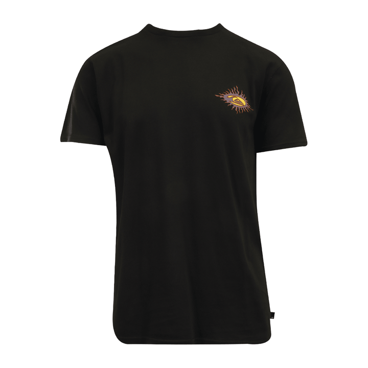 Quiksilver Men's T-Shirt Black Purple Yellow Sun Bloom Graphic S/S (S09)