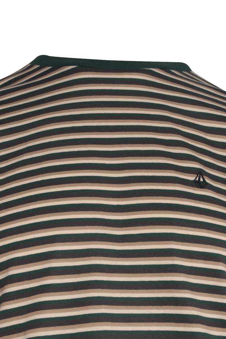 Volcom Men's T-Shirt Trekking Green Striped S/S Tee (S36)