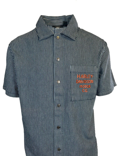 Branded Men's Blue Shirt Railroad Stripe Mechanics S/S (S69)