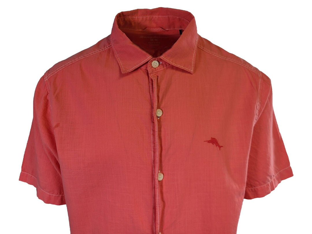 Tommy Bahama Men's Salmon Pink Shirt Logo Short Sleeve Button (S05)