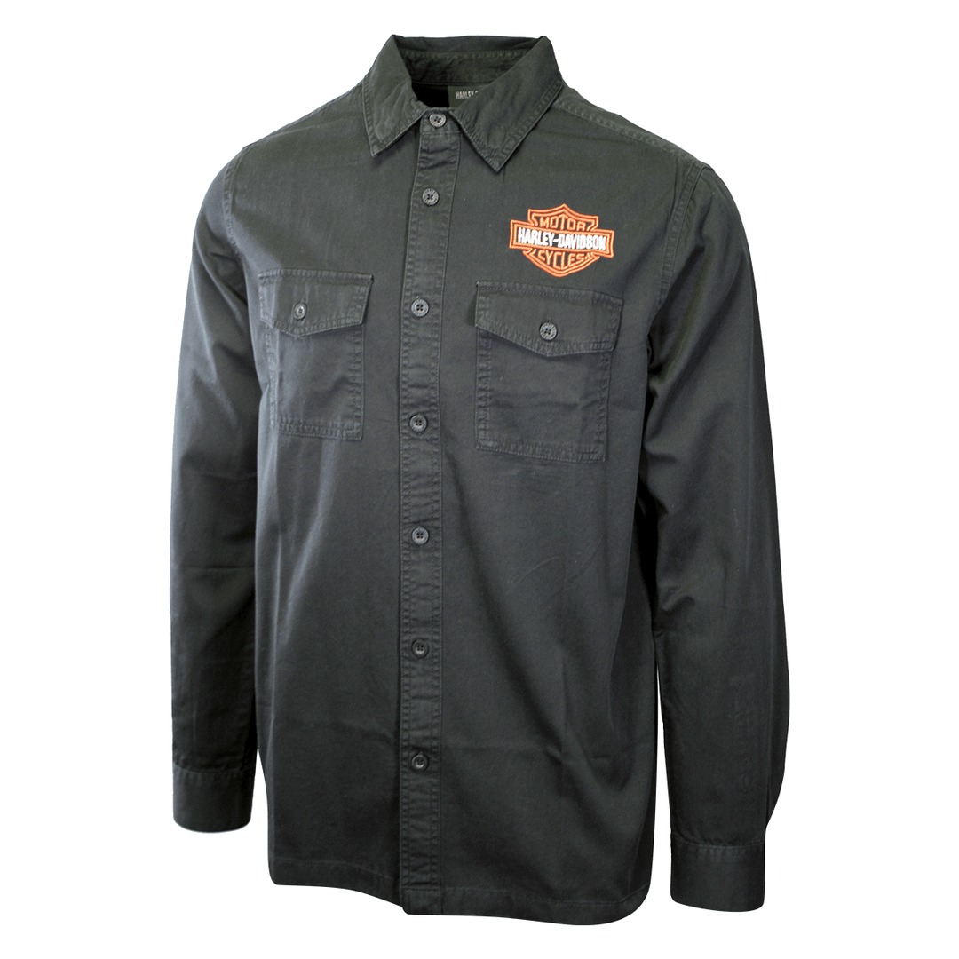 HD Branded Men's Shirt  Beauty Bar & Shield Long Sleeve (S65)