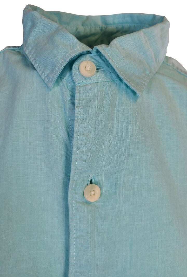 Tommy Bahama Men's Aqua Mist Shirt Blue Logo Short Sleeve Button (S03)