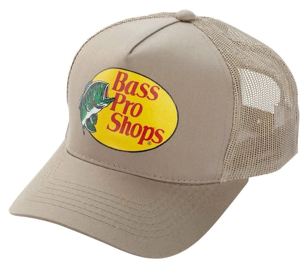 Bass Pro Shops Trucker Cap Khaki Mesh Snapback Outdoor Hat - 2 Pack (S15)