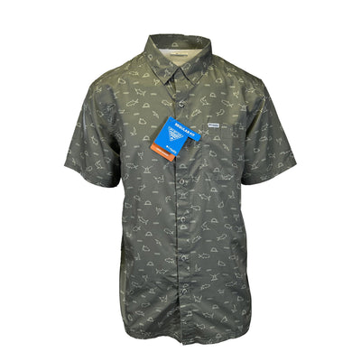 Columbia Men's Shirt Omni-Wick Super Slack Tide Camp All Over Printed S/S