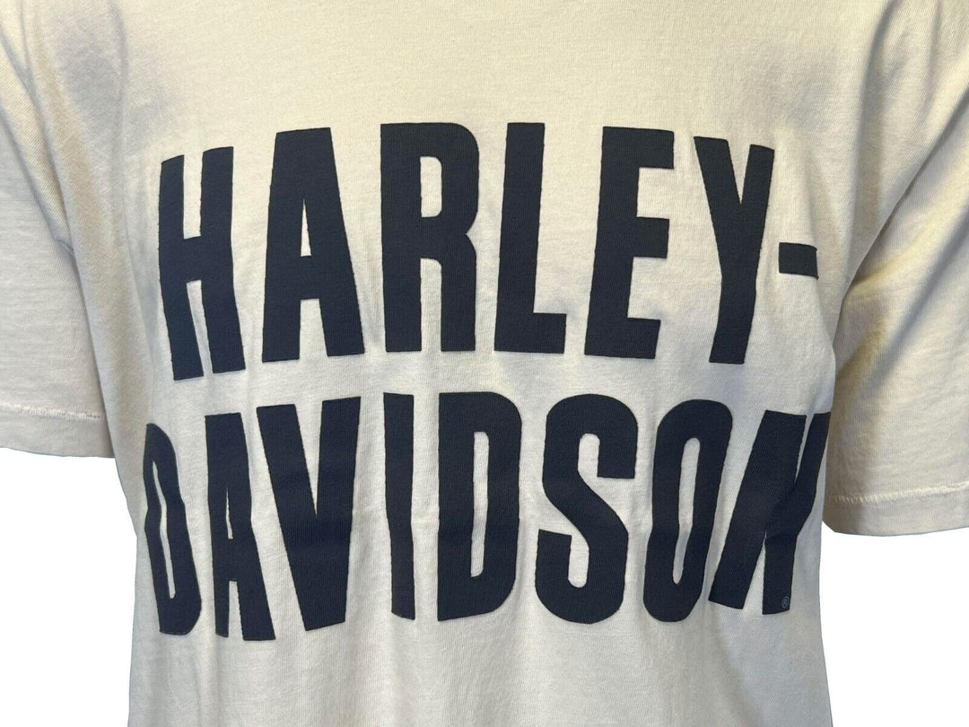 HD Branded Men's Bone White T-Shirt Letter Jersey Appliqué S/S Tee (S97)