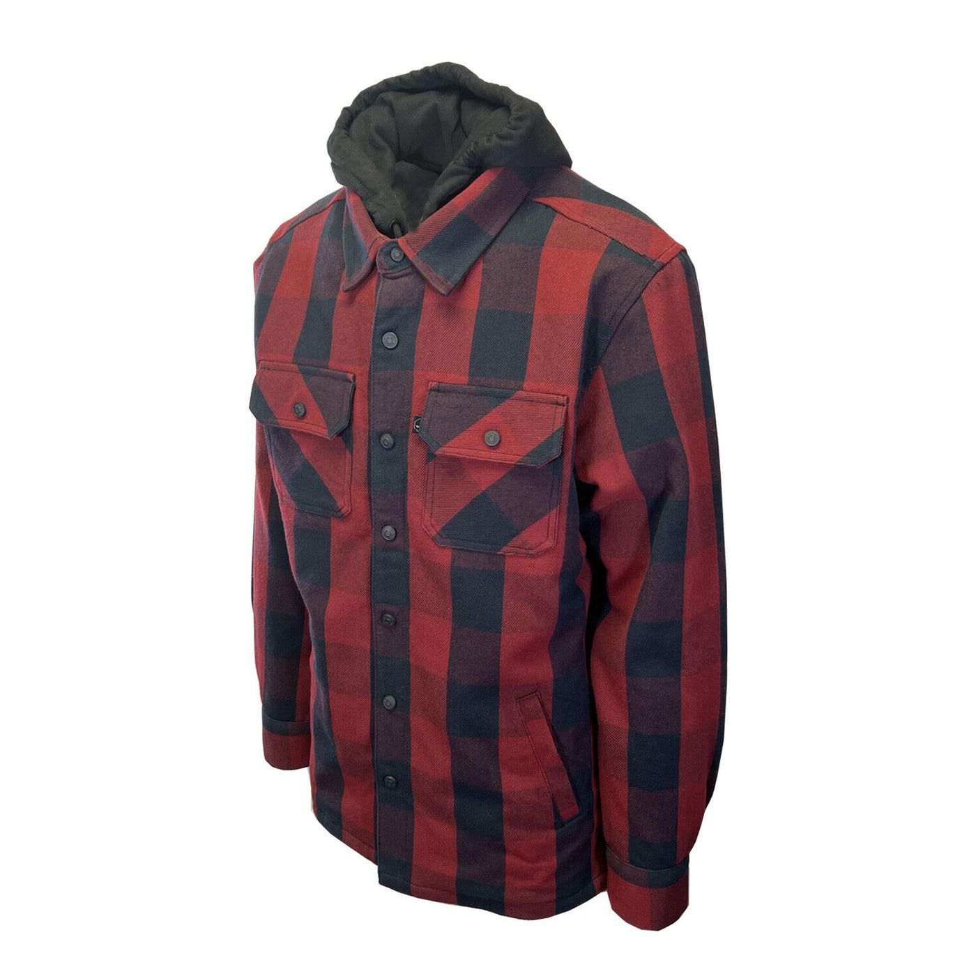 Branded Men's Red Plaid Hoodie Skull Buffalo Check Shirt Jacket (S78)