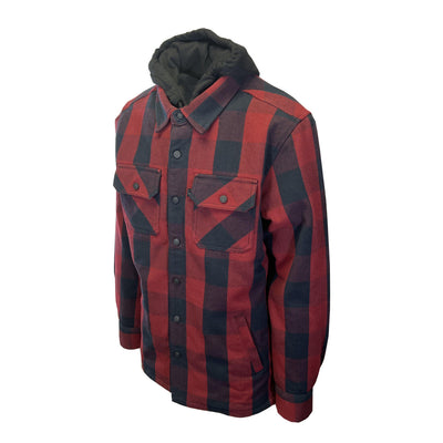 HD Branded Men's Red Plaid Hoodie Skull Buffalo Check Shirt Jacket (S78)