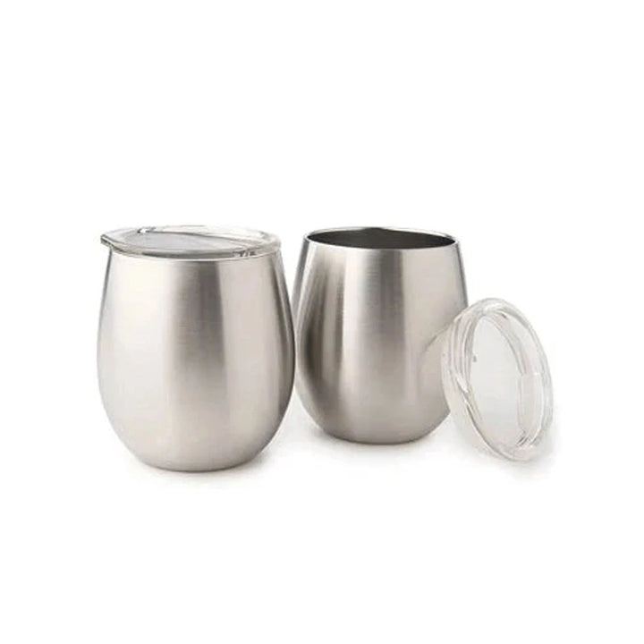 U-Konserve Insulated Stainless Steel Wine Tumblers &amp; Lids – 2 Pack - 4 Pcs (S01)