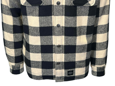 Branded Men's Cream & Black Plaid Shirt Jacket Vintage L/S (S75)