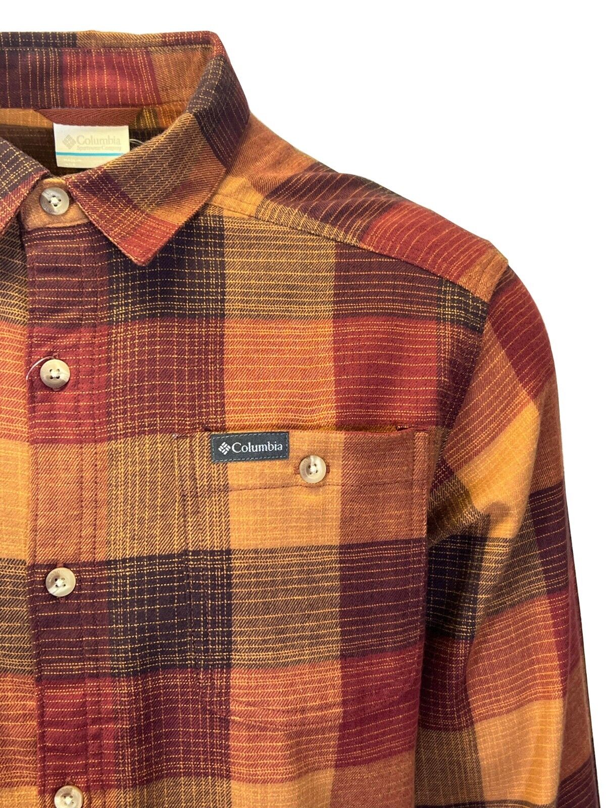 Columbia Men's Dark Amber Multi Buffalo Check Shirt Cornell Woods Flannel (681)