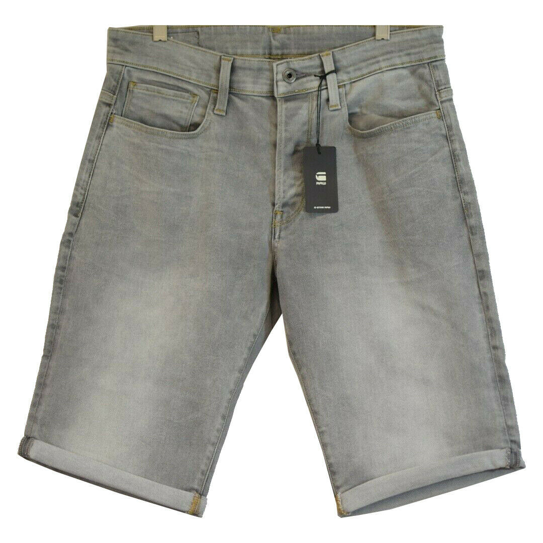 G-Star RAW Men's 3301 Straight Light Aged Grey Denim Shorts (Retail $120)