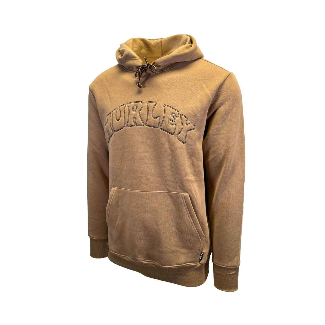 Hurley Men’s Tan Hoodie Pullover Block Letters Hooded Sweatshirt (S03)