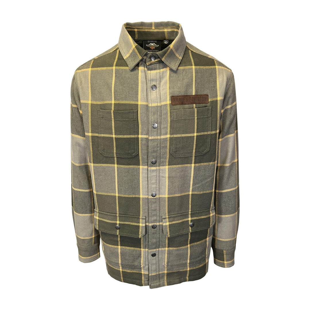 HD Branded Men's Plaid Shirt Jacket Vintage Yarn Dyed L/S Shacket (S72)