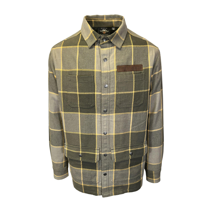 HD Branded Men's Plaid Shirt Jacket Vintage Yarn Dyed L/S Shacket (S72)