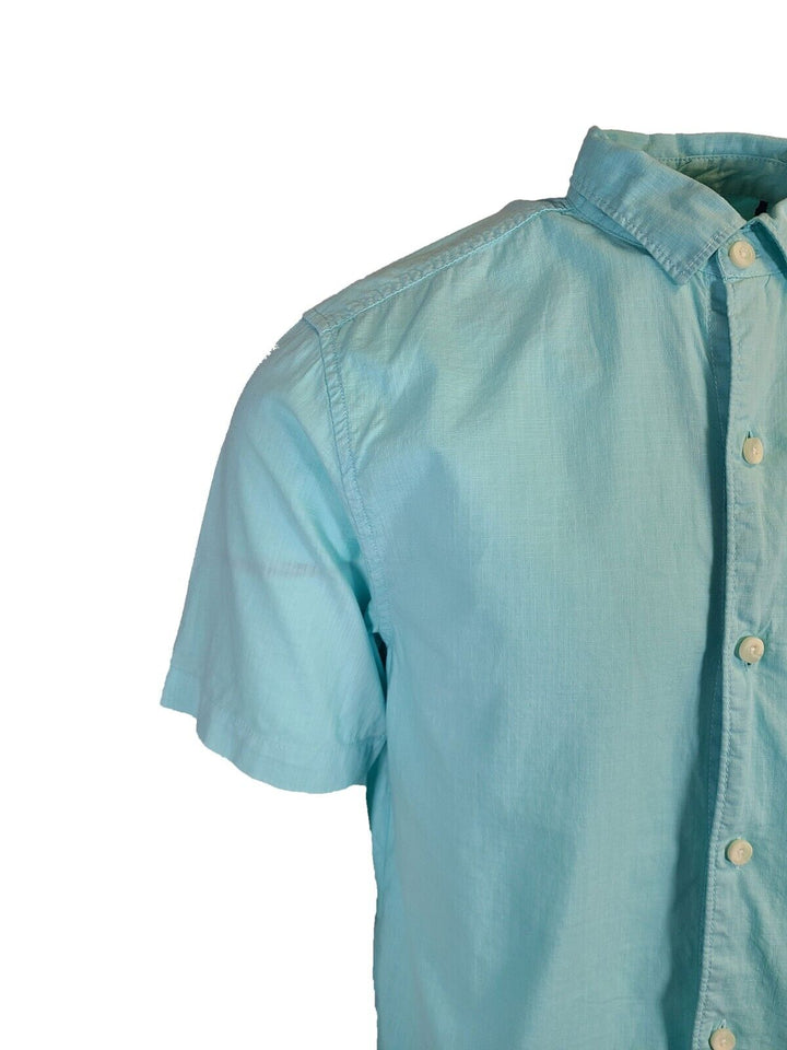 Tommy Bahama Men's Aqua Mist Shirt Blue Logo Short Sleeve Button (S03)