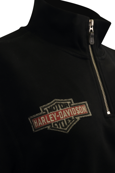 Harley-Davidson Men's Sweatshirt Black Orange Official Logo 1/4 Zip L/S (S06)
