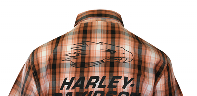Harley-Davidson Men's Shirt Orange Plaid Screamin' Eagle S/S Shirt (S56)