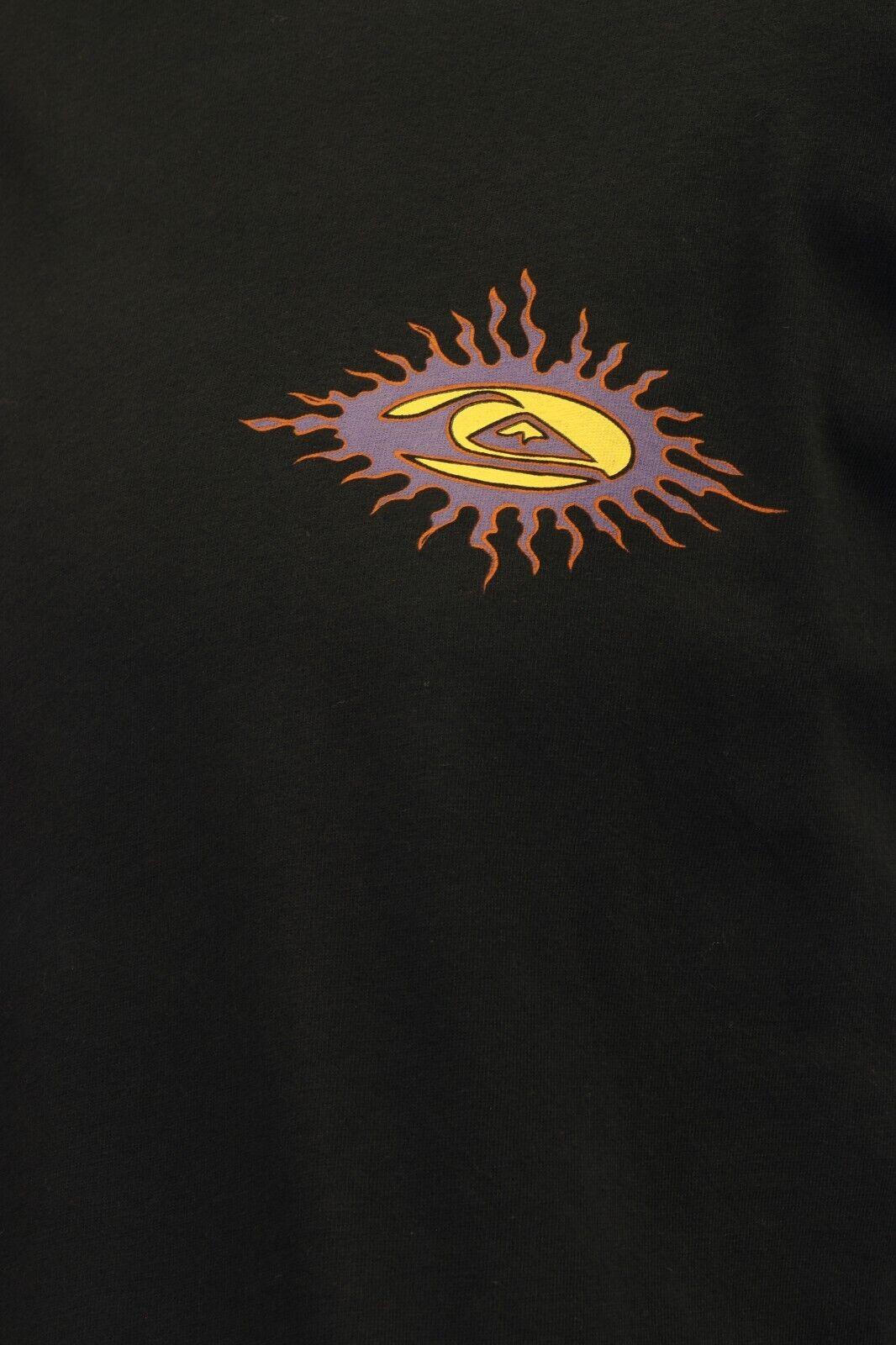 Quiksilver Men's T-Shirt Black Purple Yellow Sun Bloom Graphic S/S (S09)