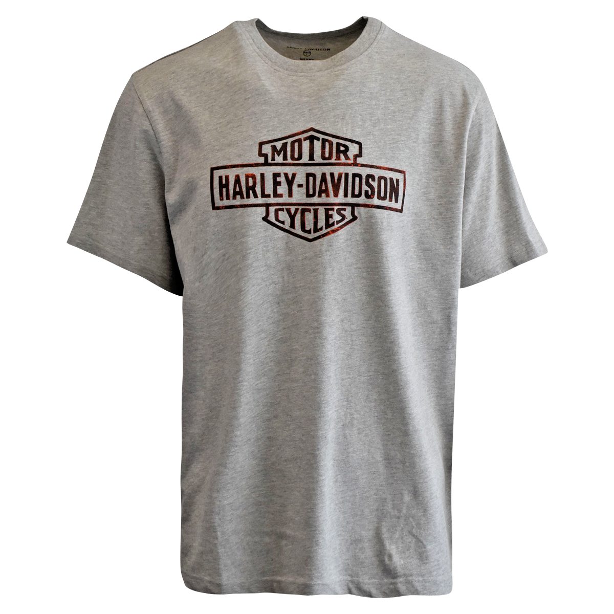 Harley-Davidson Men's T-Shirt Grey Red Cracked Logo (S88)