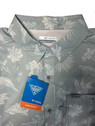 Columbia Men's Shirt Omni-Wick Super Slack Tide Camp All Over Printed S/S