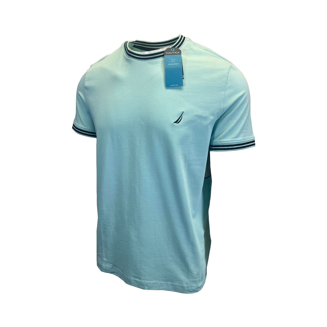 Nautica Men's T-Shirt Green Blue Performance Short Sleeve