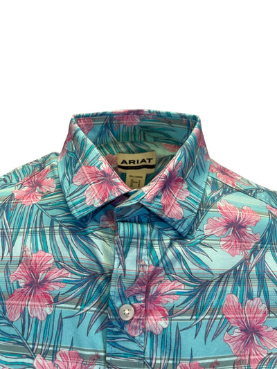Ariat Men's Misty Jade Shirt Monroe Floral Stretch Modern Fit (S44)
