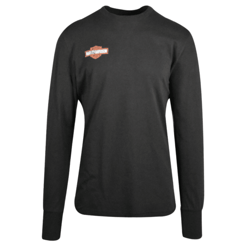 HD Branded Men's T-Shirt Black Motorcycle Logo Print Long Sleeve (S40)