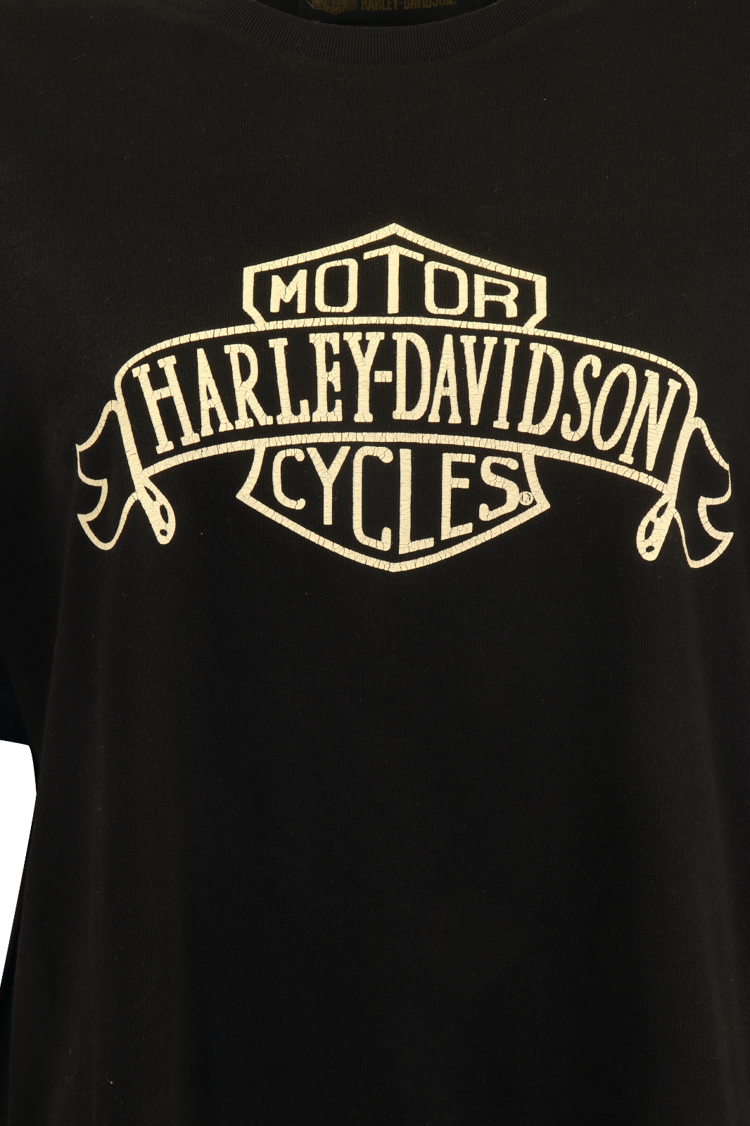 Harley-Davidson Women's T-Shirt Black Beige Ribbon Official Logo S/S (S39)