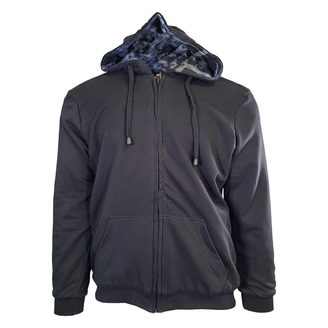 Powerfix Profi Men's Black Hoodie 2 in 1 Reversible Black Blue Plaid (S02)