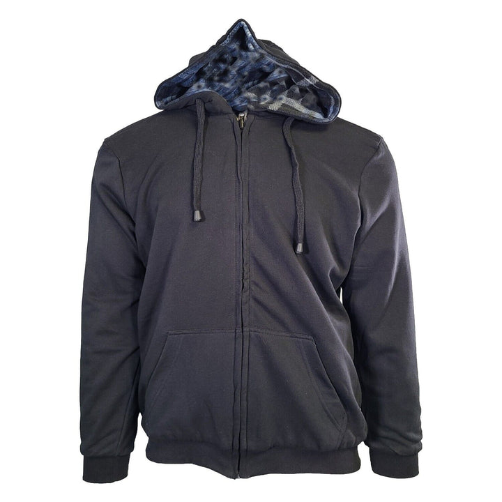 Powerfix Profi Men's Black Hoodie 2 in 1 Reversible Black Blue Plaid (S02)