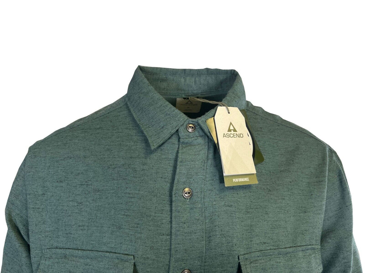 Ascend Men's Sea Pine Shirt Herringbone Slub Long Sleeve (S03)