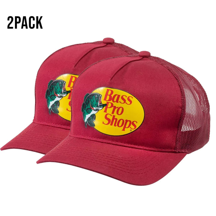 Bass Pro Shops Cap Cardinal Snapback Outdoor Trucker Hat- 2 Pack (S13)