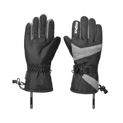 Snotek Men's Black & Grey Performance Ski Gloves White Logo ST217 (S04)