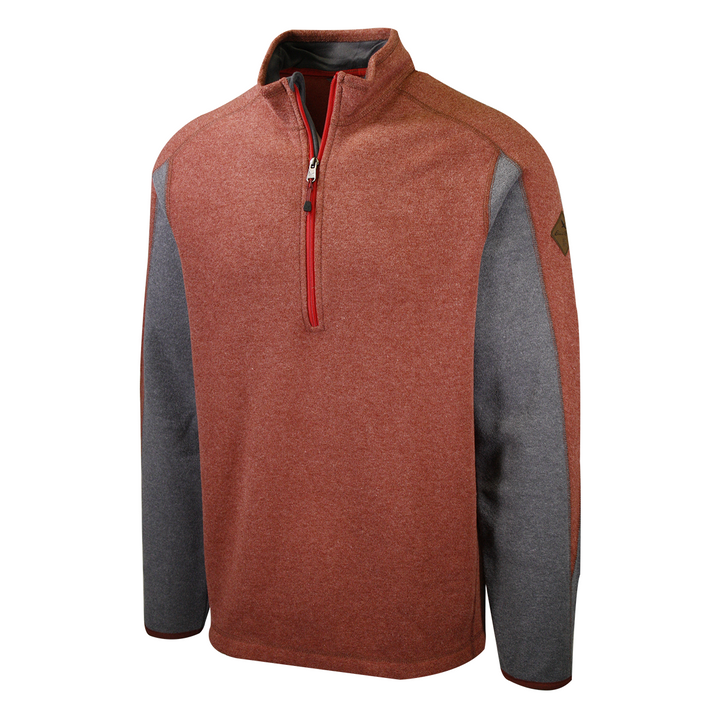 Eddie Bauer Men's Heather Cocoa w/ Grey Sleeve Mountain Fleece 1/2-Zip Sweater