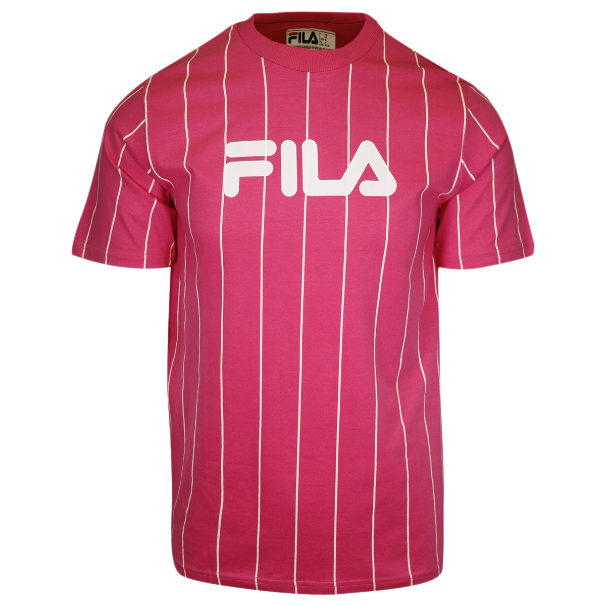 FILA Men's Pink & White Striped Logo S/S T-Shirt (163)