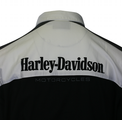 Harley-Davidson Men's Shirt Black Beauty Colorblocked Darting Short Sleeve (S57)