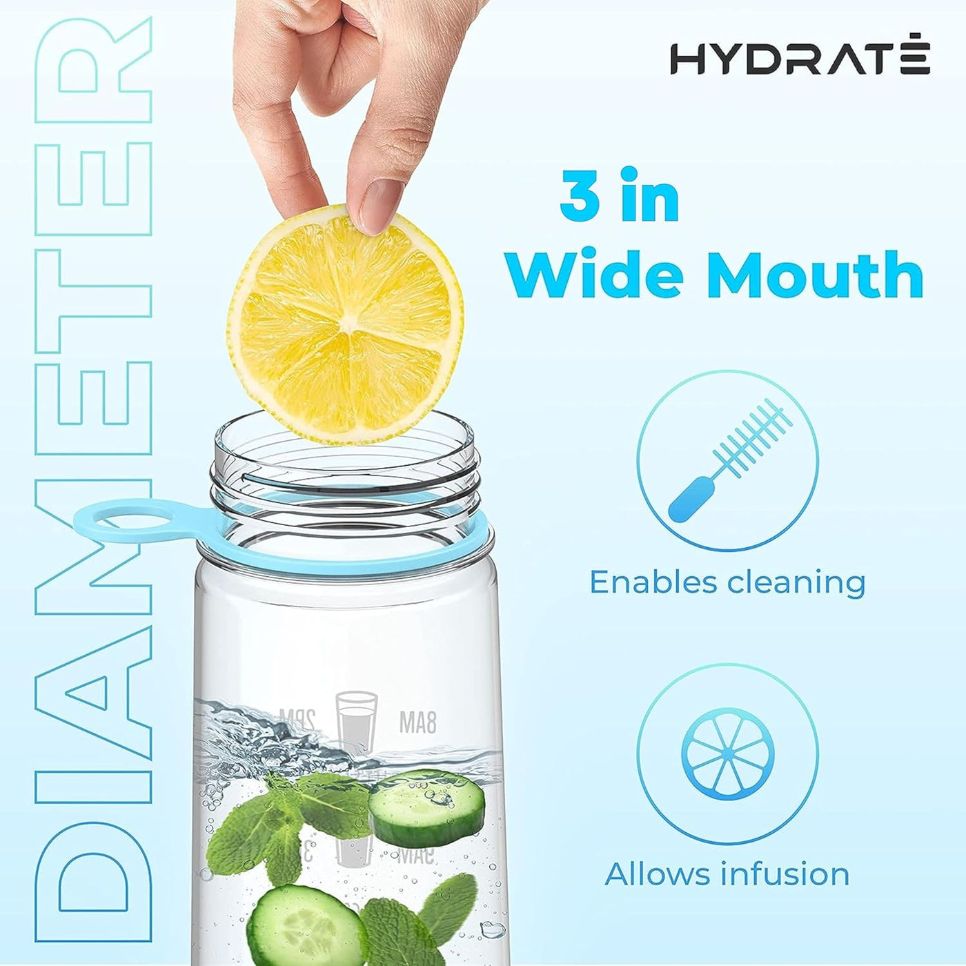 Hydrate BPA Free 900ml Straw Water Bottle