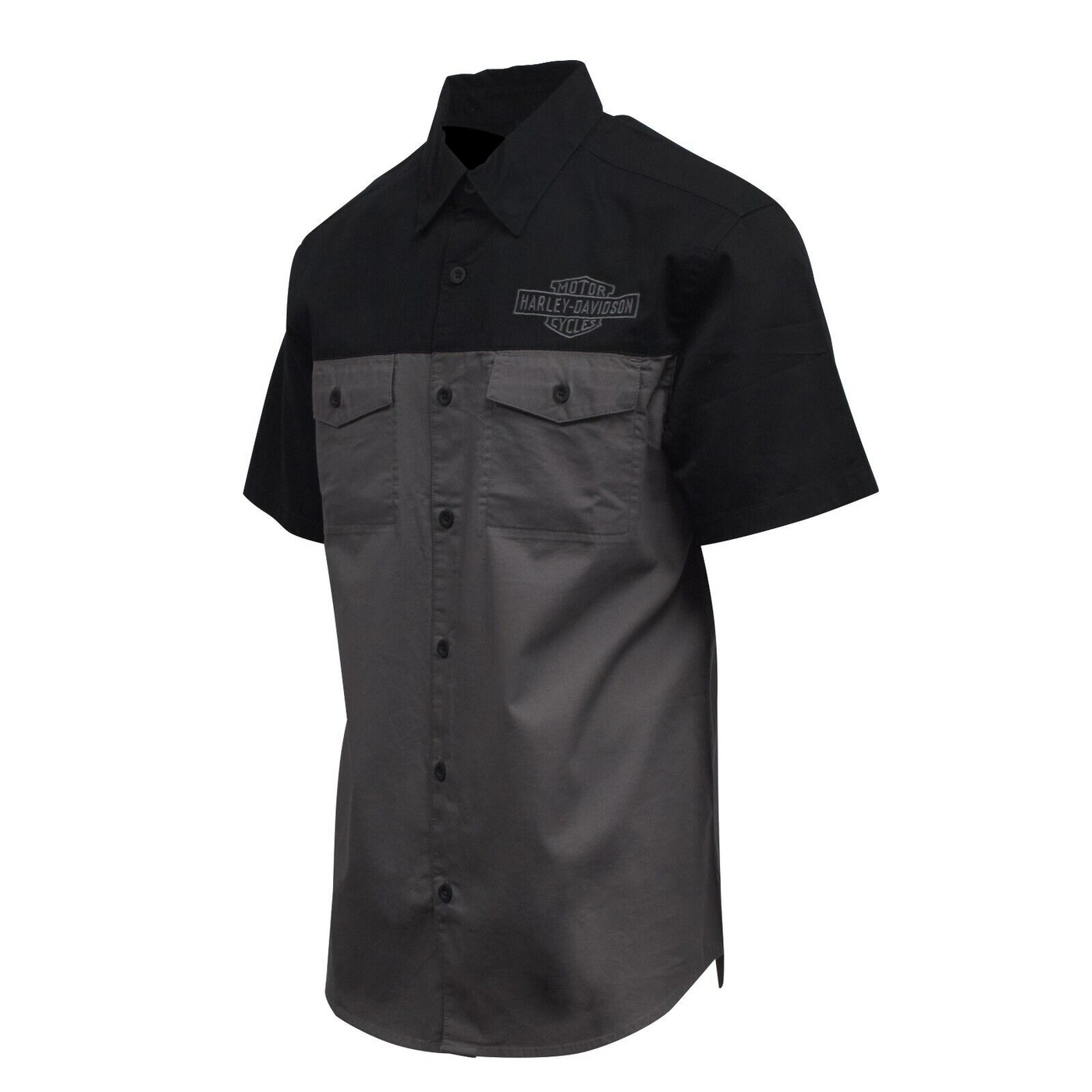 Harley-Davidson Men's Blackened Pearl Staple Colorblock S/S Woven Shirt (S50B)