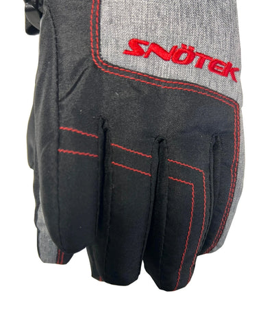Snotek Junior's Black Grey Stitched Performance Winter Ski Gloves ST318 (S01)