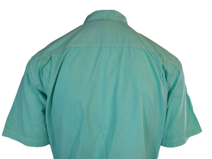 Tommy Bahama Men's Gentle Breeze Teal Green Shirt Logo Short Sleeve Button (S02)