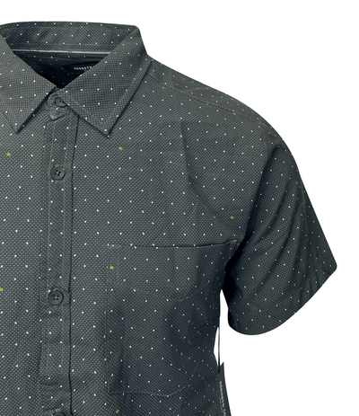 Kenneth Cole Men's Black Shirt Green White Dotted Short Sleeve Woven (S11)