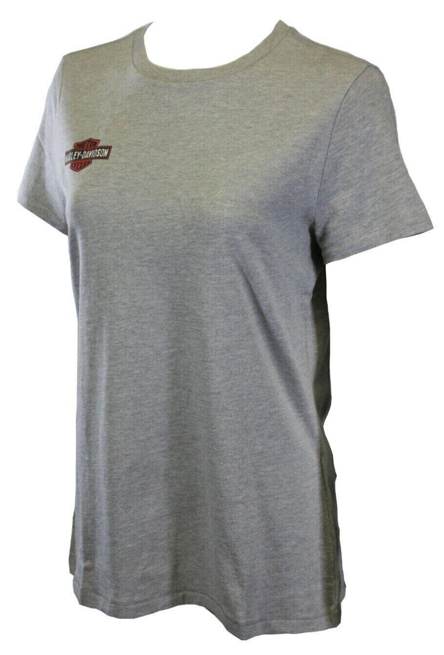 HD Branded Women's T-Shirt Grey Iron & Freedom Eagle Short Sleeve Tee (S44)