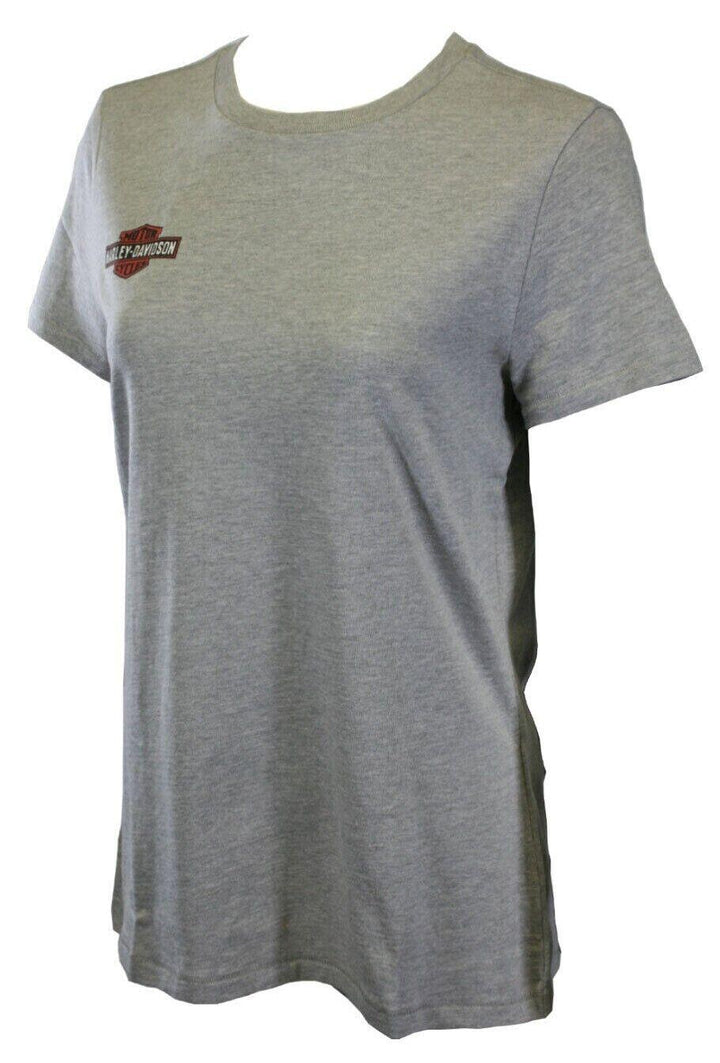 HD Branded Women's T-Shirt Grey Iron & Freedom Eagle Short Sleeve Tee (S44)