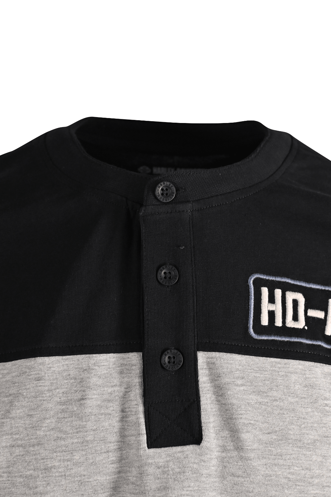HD Branded Men's Henley T-Shirt Black Beauty Colorblock HD-MC Long Sleeve