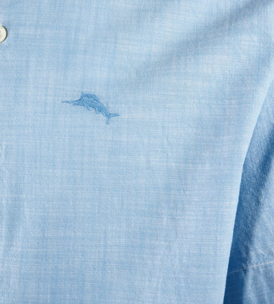 Tommy Bahama Men's Shirt Blue Green Marlin Logo Short Sleeve Button (S10) (S13)