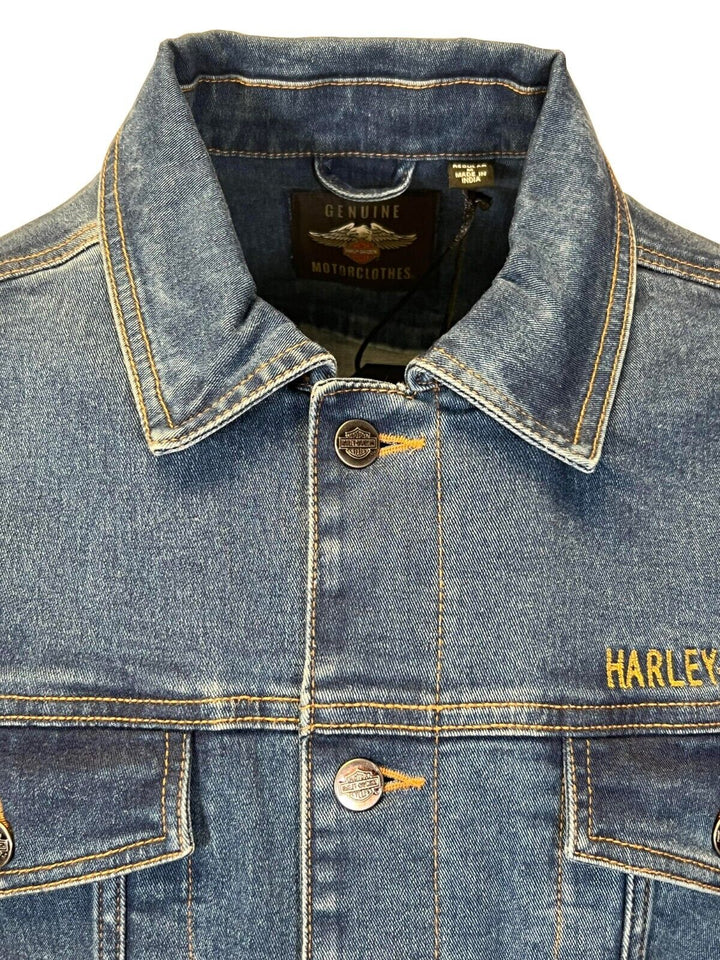 HD Branded Men's Dark Indigo Jacket Denim Chainstitch Embroidery (S77)