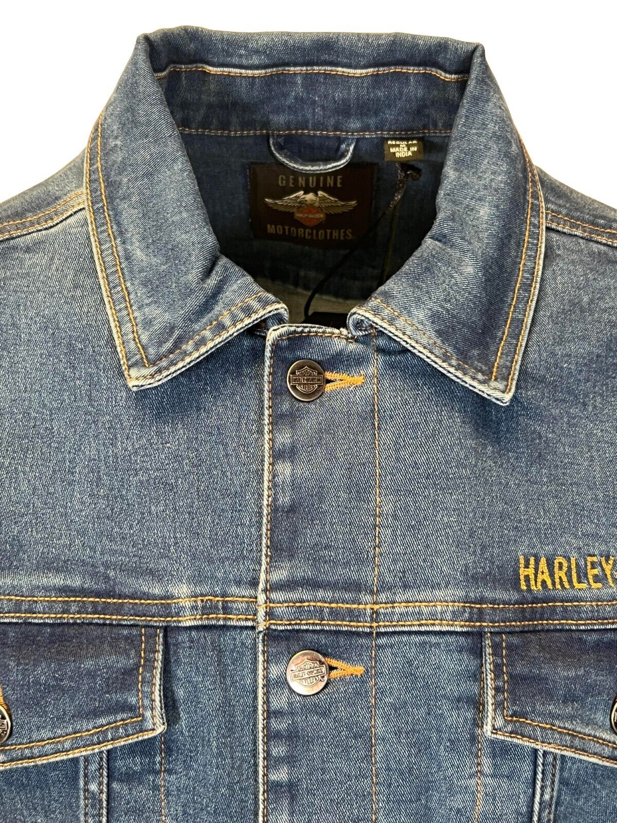 Branded Men's Dark Indigo Jacket Denim Chainstitch Embroidery (S77)