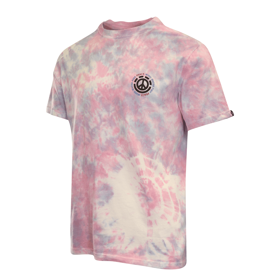 Element Men's T-Shirt Pink Purple Tie-Dye Four Elements Peace Graphic S/S (S15)