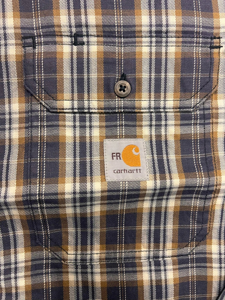 Carhartt FR Men’s Dark Brown Navy Plaid Shirt - Rugged Flex L/S CAT 2 (S375)